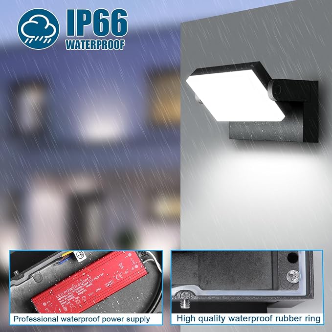 40W LED Outdoor Wall Light, 5000K Daylight Waterproof Floodlights, 360 ° - Image 5