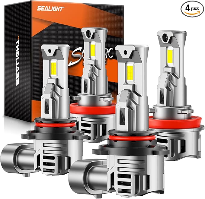 SEALIGHT 9005/HB3 H11 Fog Light Bulbs, 60000LM 6500K Cool White, 1:1 Mini Size by SEALIGHT