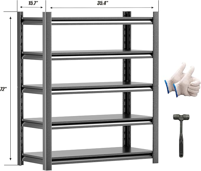 2 Set Garage Shelving Unit 72" H3000bls Heavy Duty Storage Shelves Easy - Image 2