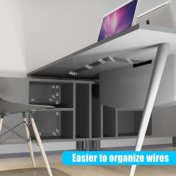 XHF 50pcs Medium Self Adhesive Cable Clips White, Wire Clips Cable Management - Image 5