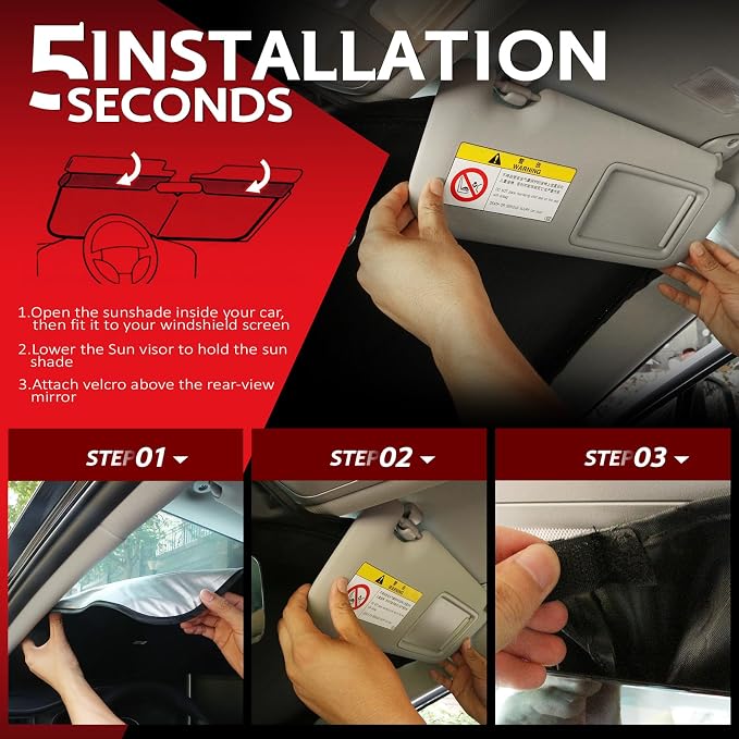 KAYZT Windshield Sun Shade for 2013-2016 Mazda CX5 Foldable Sunshade Front - Image 5