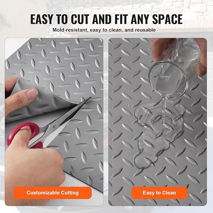VEVOR Garage Floor Mat, 9.2 x 4.9 FT PVC Garage Flooring Roll, Non-Slip Diamond - Image 5