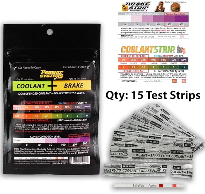 Phoenix Systems 8006-B Double-Ended Brake Fluid + Coolant Test Strips, 1 Pack - Image 2
