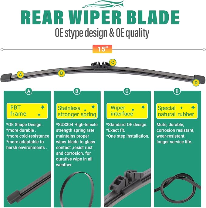 24" 20" 15" Windshield Wiper Blades Replacement - Image 4