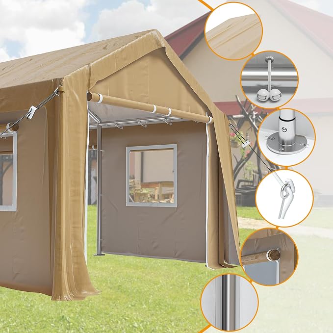 12x20ft Heavy Duty Carport Outdoor Canopy Portable Garage - Image 3