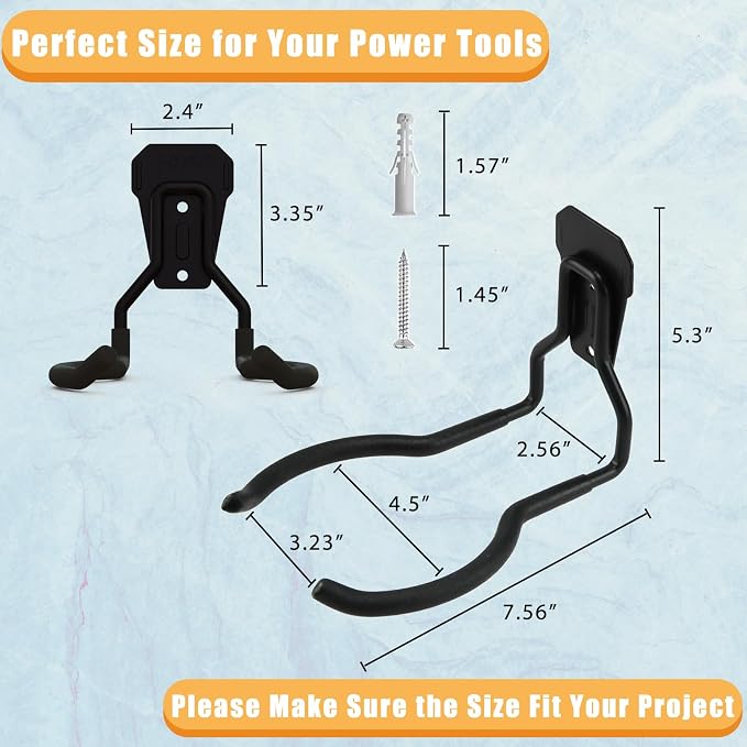 String Trimmer Hanger, Weedeater Rack, Garage Wall Power Tool Hooks, Utility - Image 2