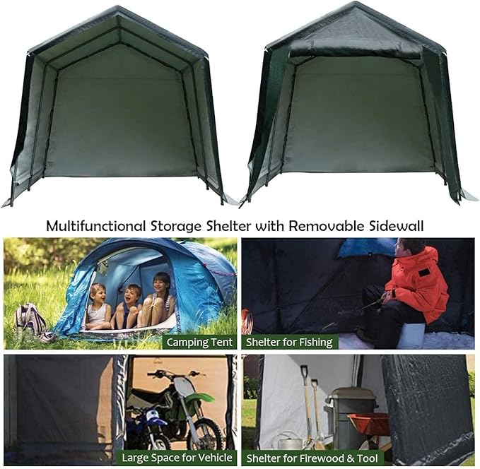 ERGOMASTER 10 Ft x 10 Ft Outdoor Carport Patio Storage Shelter Metal Frame and - Image 8