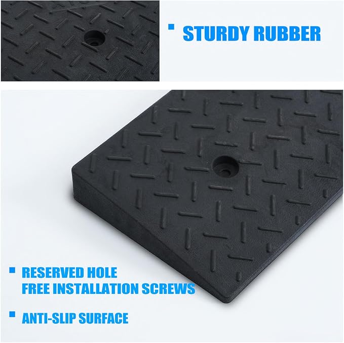 2 Pack 2.4'' Rise Rubber Curb Ramp Heavy Duty Loading Rubber Curb Ramps 3 Tons - Image 5
