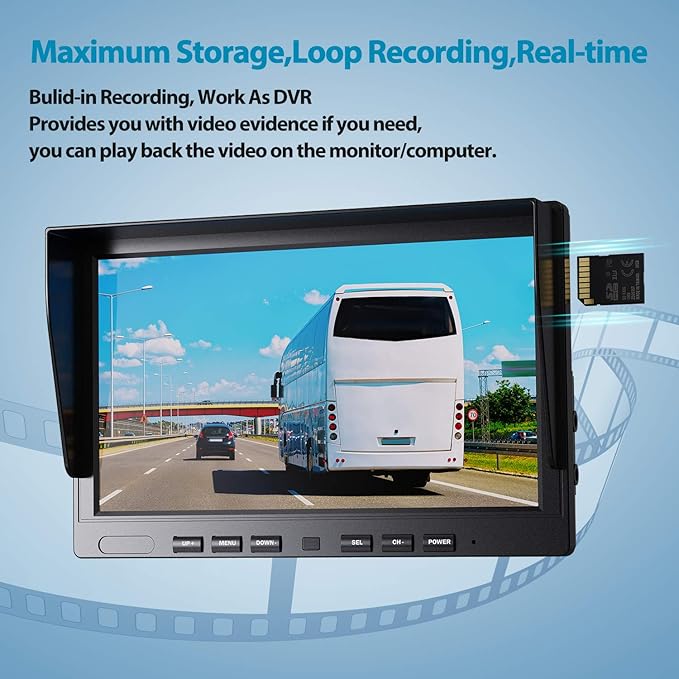 Fookoo Ⅱ 10" 1080P Wired Backup Camera System, 10-inch HD Dual Split Screen - Image 5