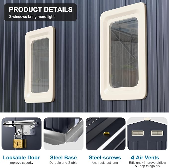 10x12 FT Metal Storage Shed - Image 6