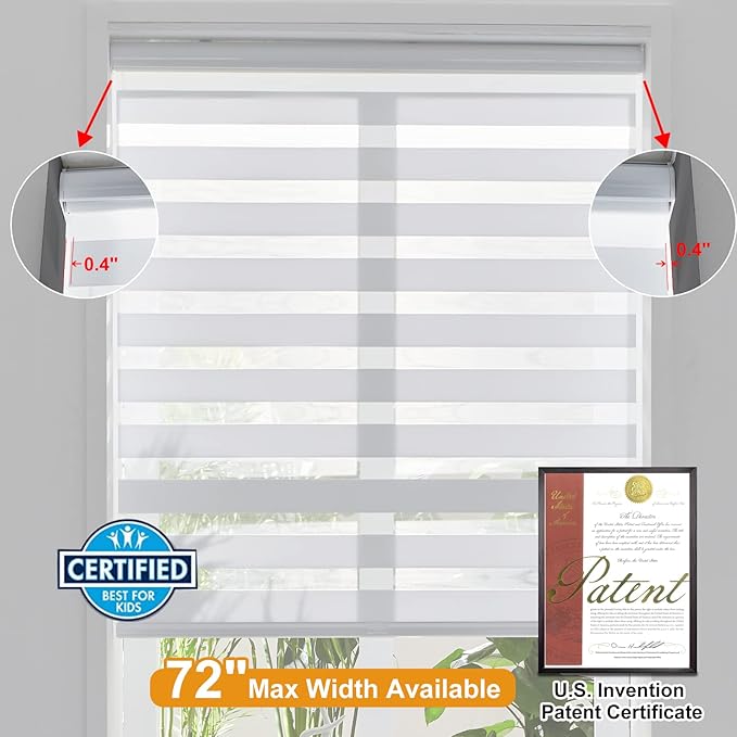 Persilux Cordless Zebra Blinds for Windows, Free-Stop Dual Layer Zebra Roller - Image 4