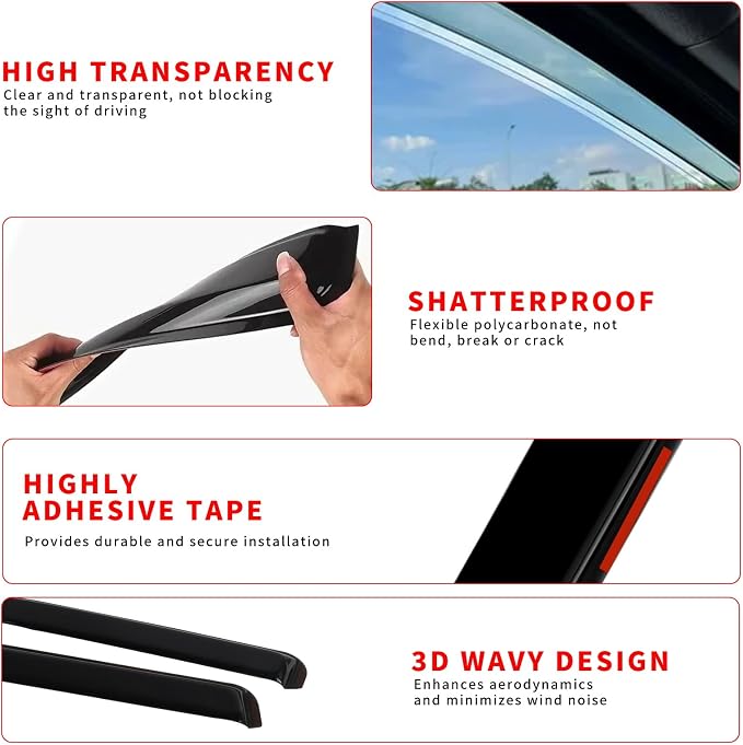 4pcs in Channel Rain Guards Fit - Image 4