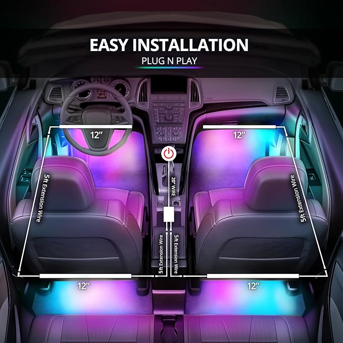 OPT7 Aura DreamColor Interior Light Strips, Underdash Ambient Lighting Universal - Image 5