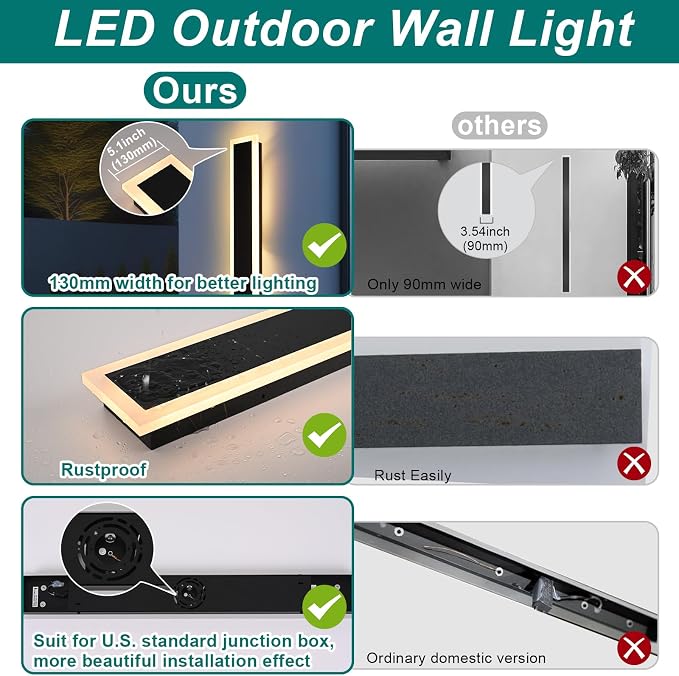 2 Pack Long Outdoor Led Wall Light - Image 4