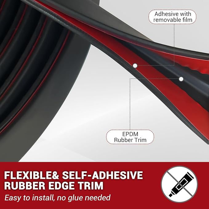 Rubber Edge Trim, 1/4" Self Adhesive Flexible U Channel Edge Protecter - Image 3