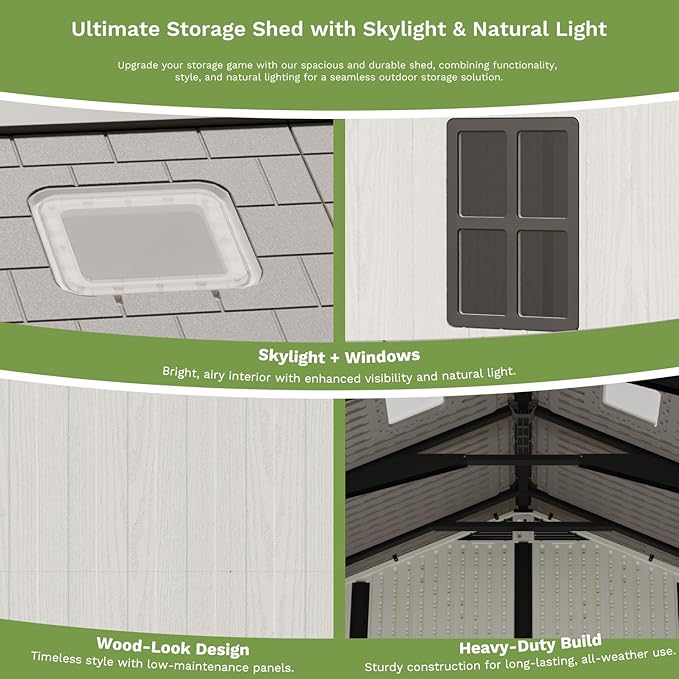 Patiowell 10x10 FT Outdoor Storage Shed, Plastic Shed - Image 6