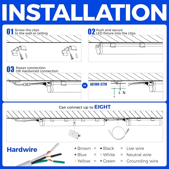Barrina LED T5 Integrated Single Fixture, Utility Shop Light, Ceiling and Under - Image 9