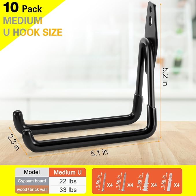 10 Pack Garage Hooks Heavy Duty Storage Organizer Wall Mount Power and Garden - Image 3