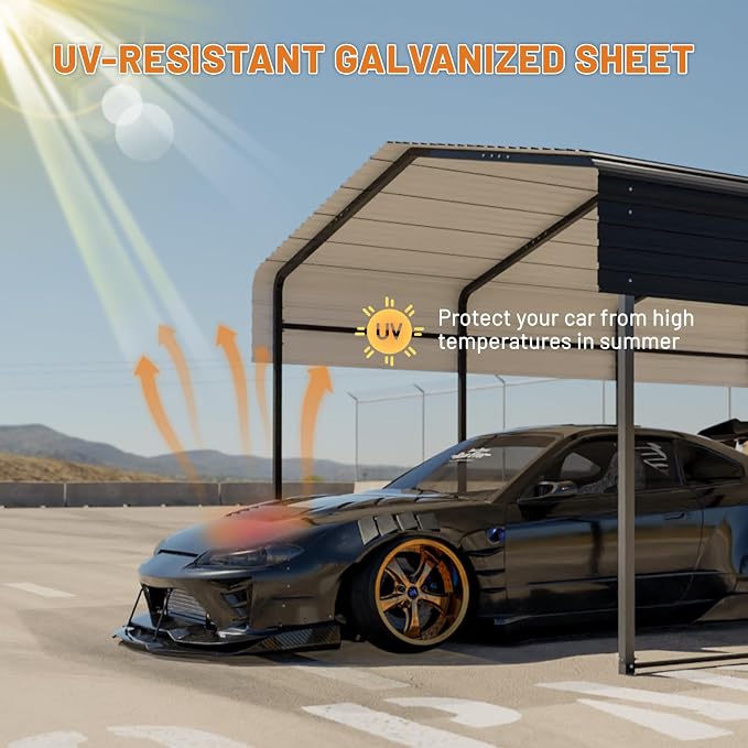 Metal Carport 10 * 15 FT Heavy Duty Carport Canopy - Image 6