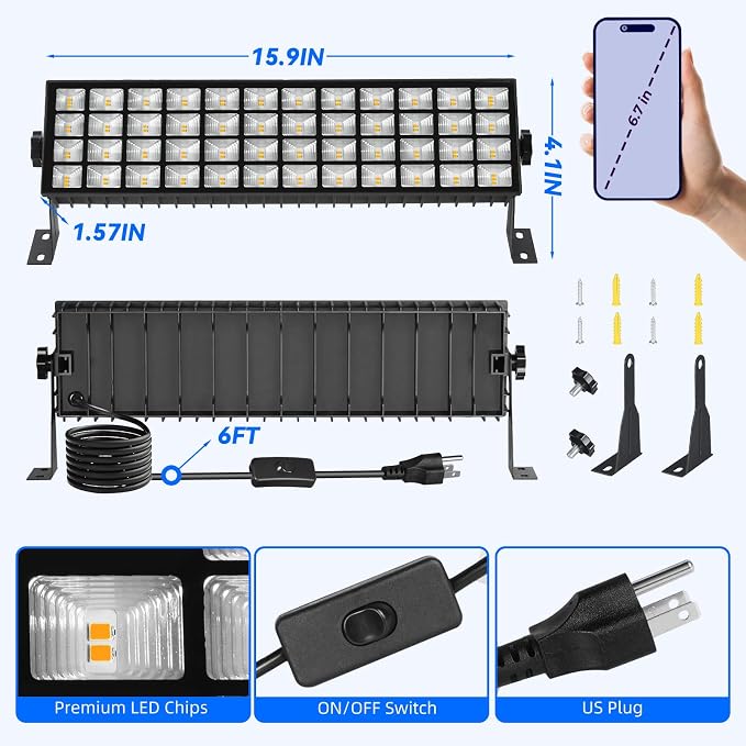 2 Pack LED Shop Lights, 100W 11000LM 3000K Warm White Plug in Garage Light - Image 7