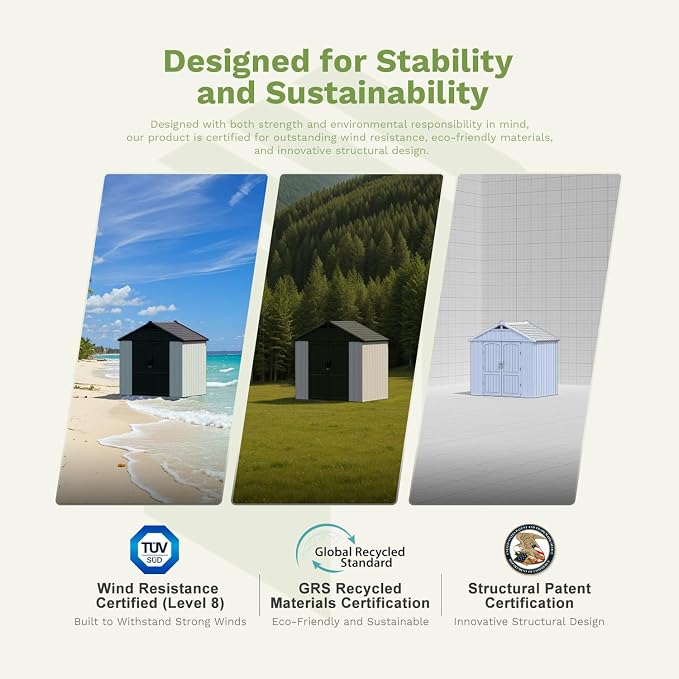 Patiowell 8 x 6 FT Resin Outdoor Storage Shed - Image 9