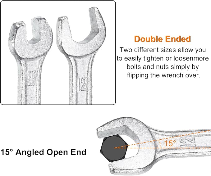HARFINGTON 5pcs Double Open End Wrench 12mm x 14mm Metric 15 Degree Offset - Image 5