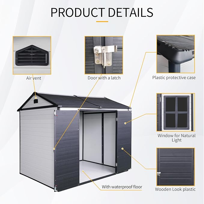 8x6 FT Outdoor Storage Resin Shed - Image 5