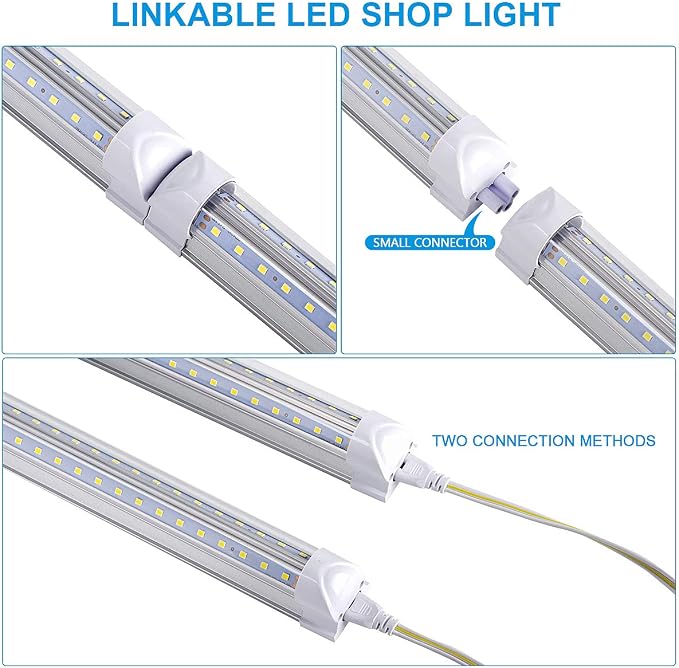 4 Pack, Led Shop Lights, 8FT Led Shop Light, 100W 6000K 15000LM Clear White - Image 3