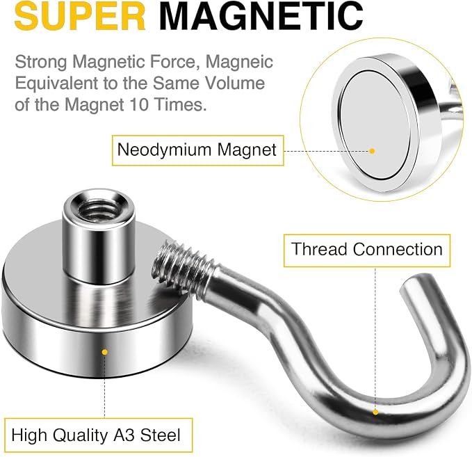 DIYMAG Magnetic Hooks, 30lbs+ Magnet Hook 2025 Cruise Cabin Ship Essentials - Image 8