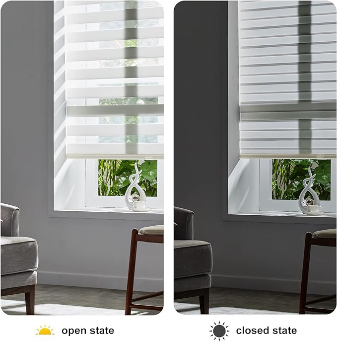 Persilux Cordless Zebra Blinds for Windows Free-Stop Windows Shades Dual Layer - Image 5