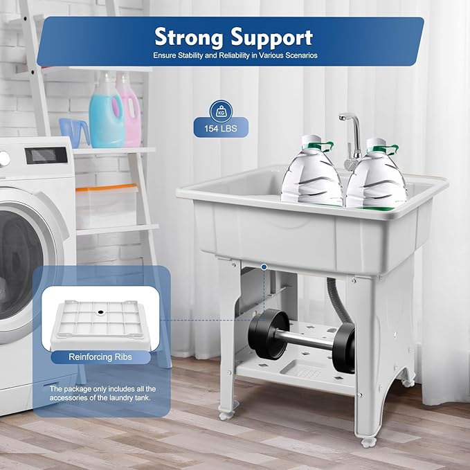 Freestanding Utility Sink Plastic Wash Station - Image 5