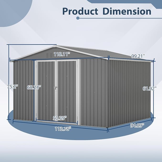 10X8 FT Outdoor Tool Storage Shed - Image 5