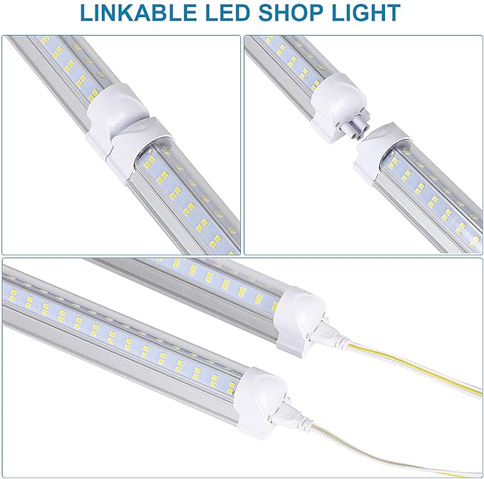 20 Pack, 8FT Led Shop Light, 144W 6000K 19800LM Clear White, Led Shop Light 8FT - Image 4