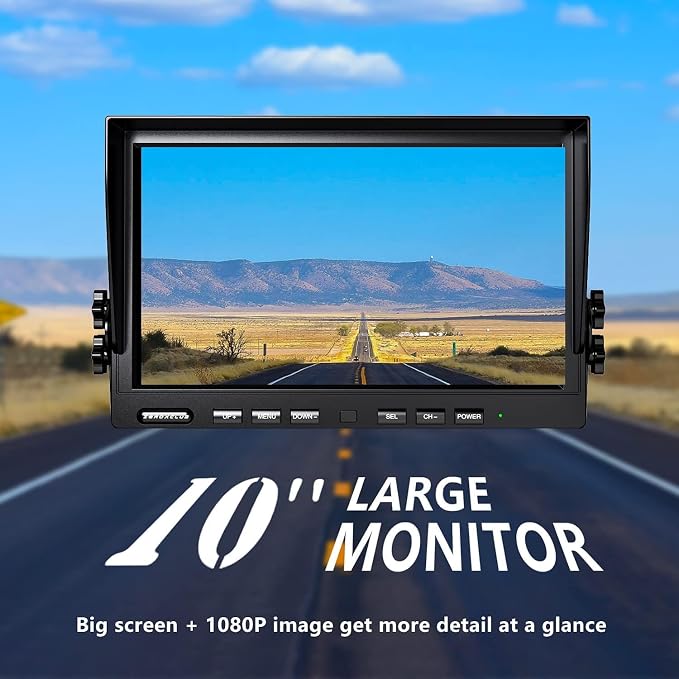 10'' 1080P Wireless Backup Camera System, 10 Inch DVR Quad Split Monitor - Image 8