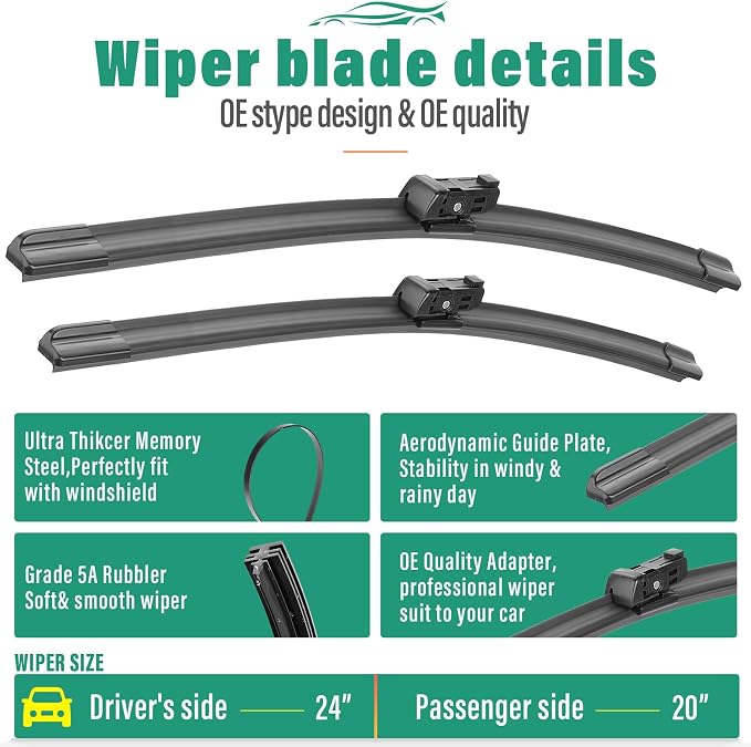 24" 20" 15" Windshield Wiper Blades Replacement - Image 3