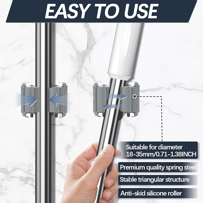 3-H 4 Pack Mop and Broom Holder Big Size Hanging 1 KG Extra, Broom Hanger Wall - Image 5