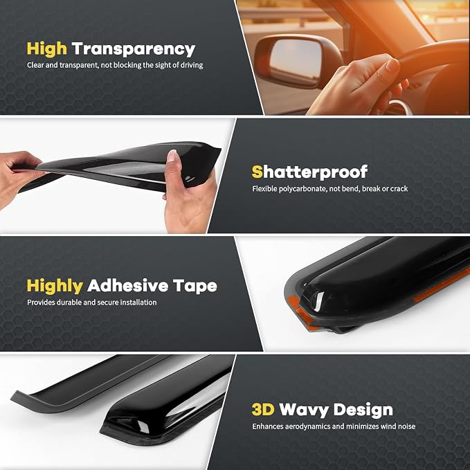 in-Channel Rain Guards Fit for 2018-2025 Jeep Wrangler JL/Gladiator 4-Door - Image 3