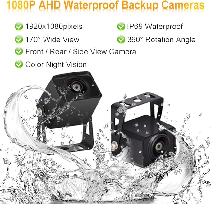 AHD Dual Backup Camera with 7'' 1080P DVR Monitor, Front and Rear View Camera - Image 5