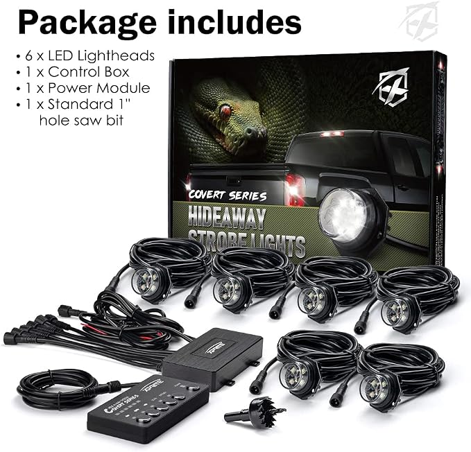 Xprite Blue LED Hideaway Strobe Police Lights Kit, 20 Flashing w/Control Panel - Image 7