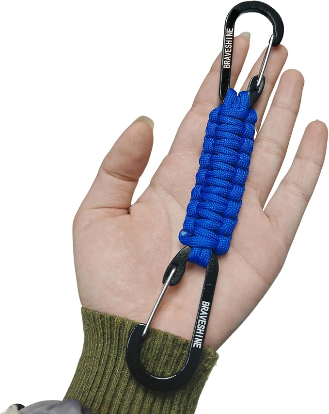 BRAVESHINE Paracord Keychain Carabiner Clip, D Ring Lanyard Hanger Stroller Hook - Image 3