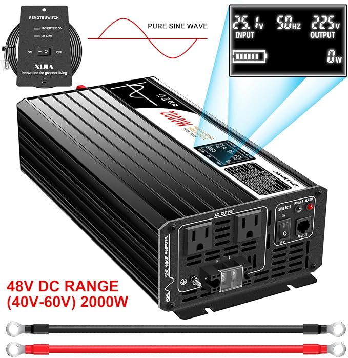 Xijia 2000w dc 48v to ac 120v Inverter Pure sine Wave 60HZ Converter - Image 2