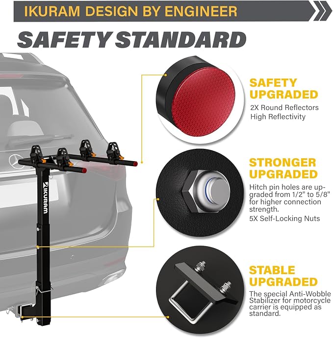 2 Bike Rack Bicycle Carrier Racks Hitch Mount Double Foldable Rack - Image 4