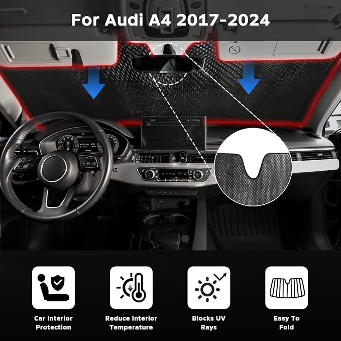 Windshield Sun Shade for Audi A4 2017-2024 - Image 2