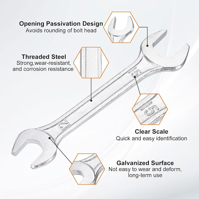 HARFINGTON Double Open End Wrench 12mm x 15mm Metric 15 Degree Offset Angle - Image 4