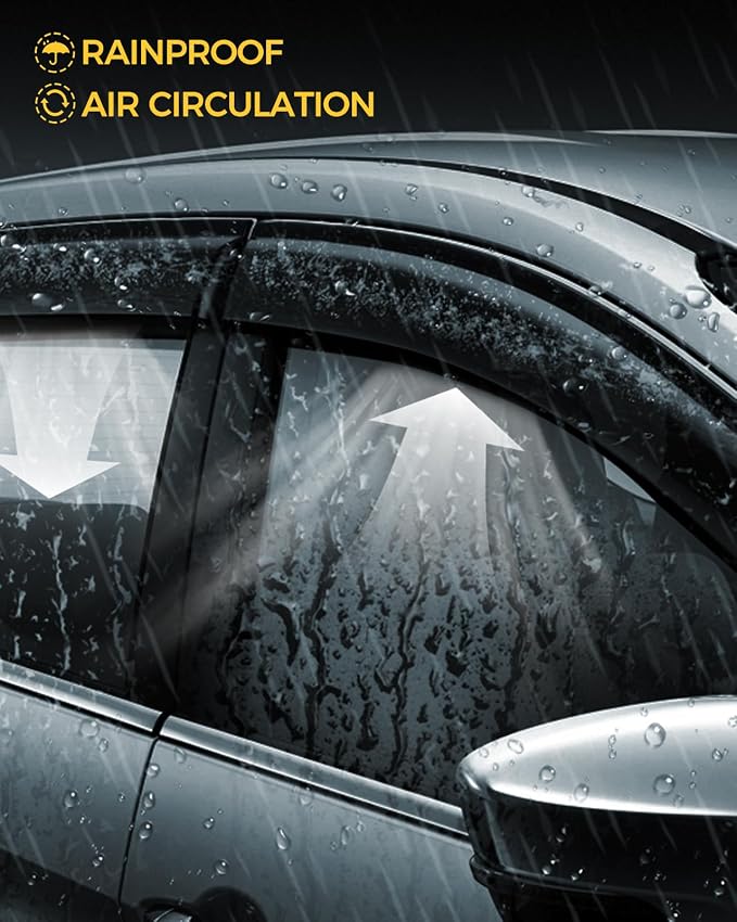 Rain Guards for Car Windows, Tape-On Window Visors Rain Guards Fit for - Image 3