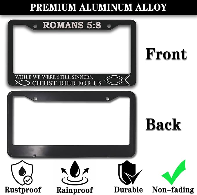 License Plate Frames Black and White License Plate Frame Jesus Bible Verses - Image 3