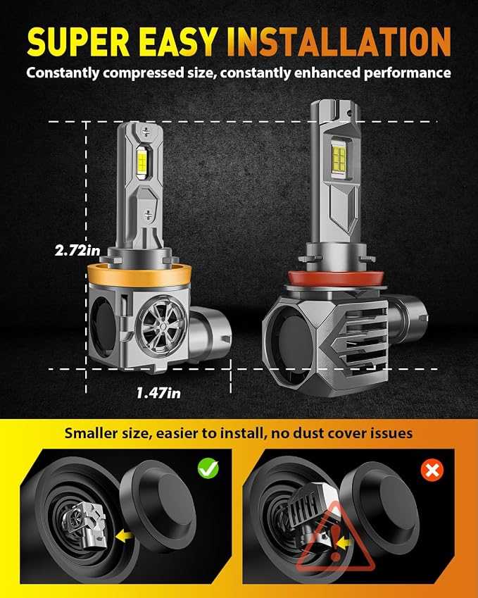 Upgraded H11/H9 Light Bulbs, 60000LM 1000% Super Brightness, 70000+ Hours - Image 5