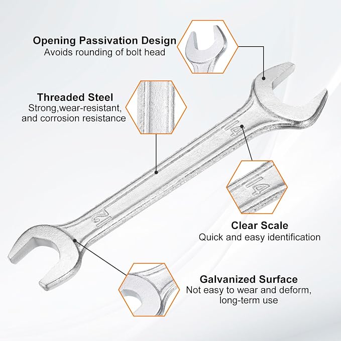 HARFINGTON 5pcs Double Open End Wrench 12mm x 14mm Metric 15 Degree Offset - Image 4