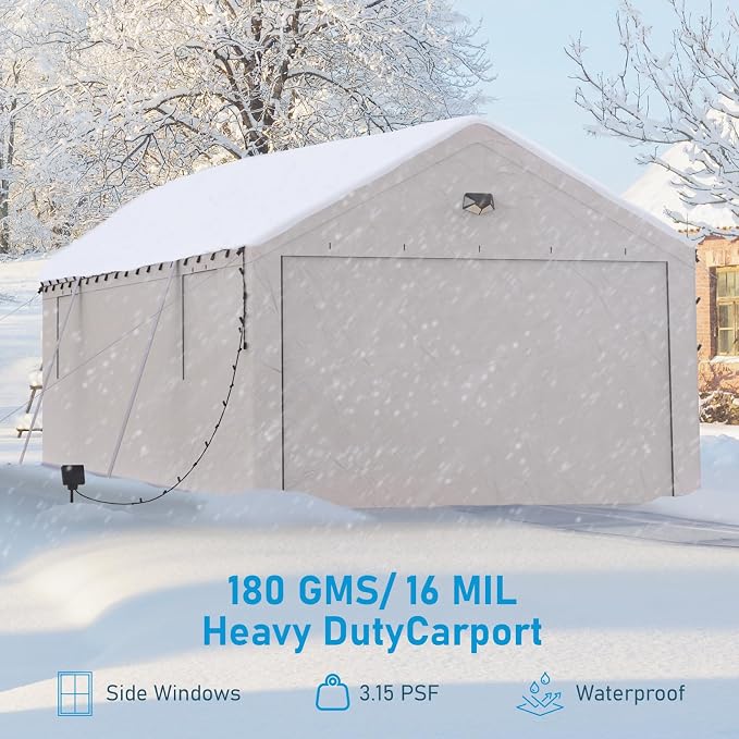 13x25 Carport, Heavy Duty Carport Canopy Garage - Image 6