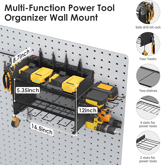 CCCEI Modular Power Tool Organizer Wall Mount Charging Station, Garage Drill - Image 7